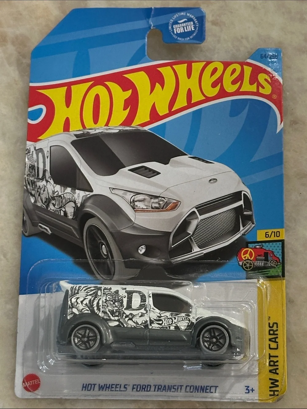 Hot Wheels Ford Transit Connect Toy Van - White & Gray